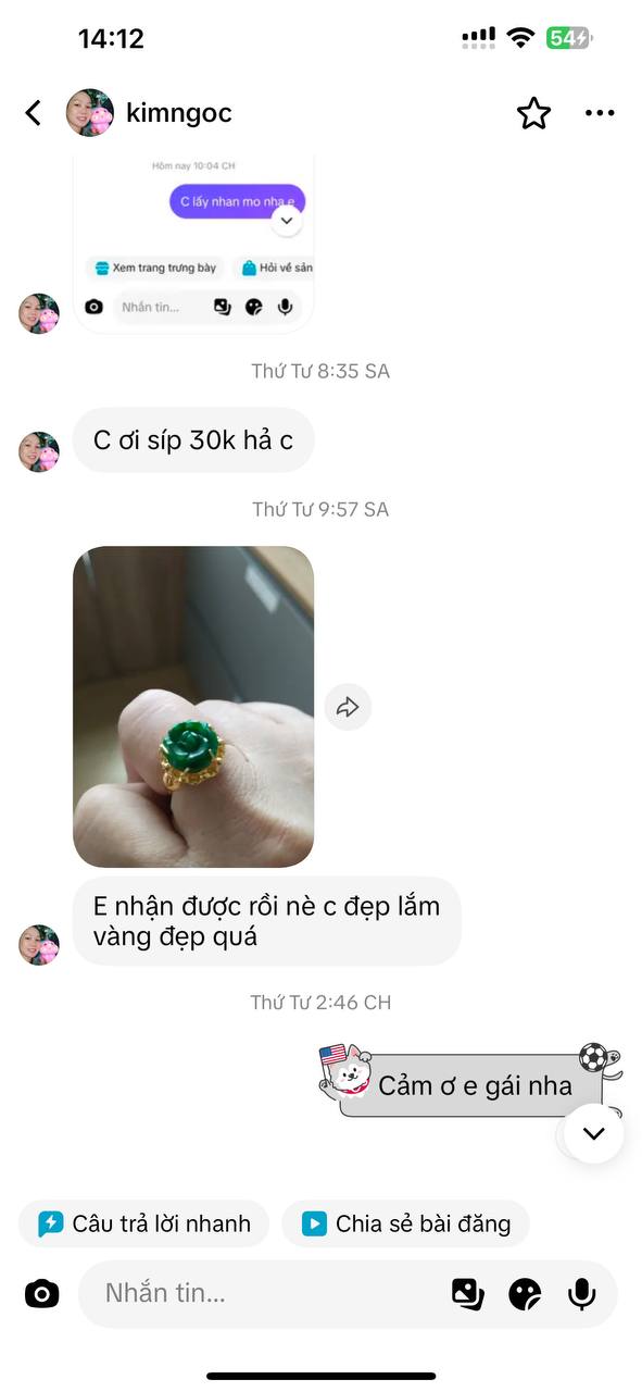 Phản hồi khách hàng Miss Oanh Trang Sức