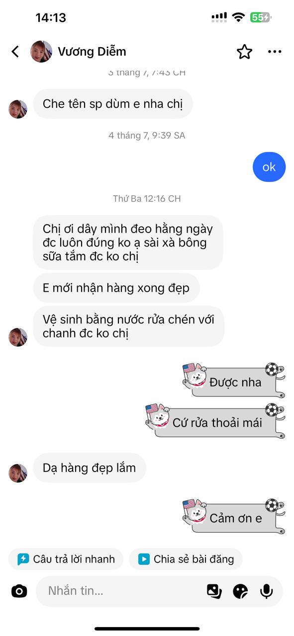 Phản hồi khách hàng Miss Oanh Trang Sức