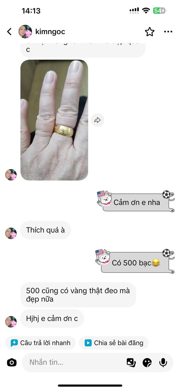 Phản hồi khách hàng Miss Oanh Trang Sức