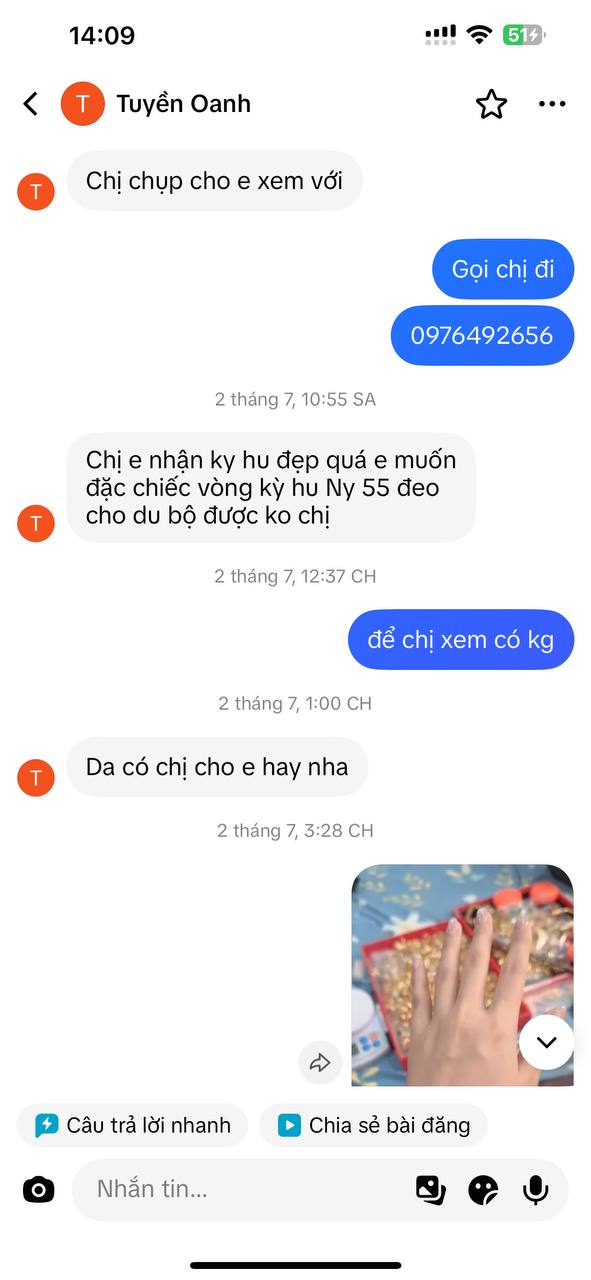 Phản hồi khách hàng Miss Oanh Trang Sức
