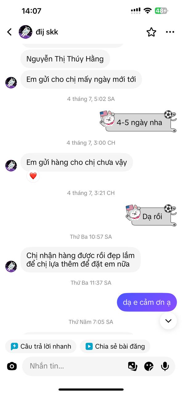 Phản hồi khách hàng Miss Oanh Trang Sức